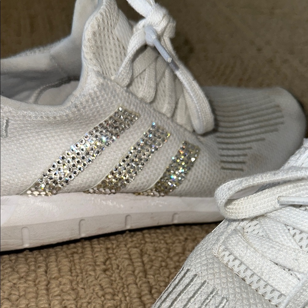 Adidas White Sneakers with Swarvaski crystals